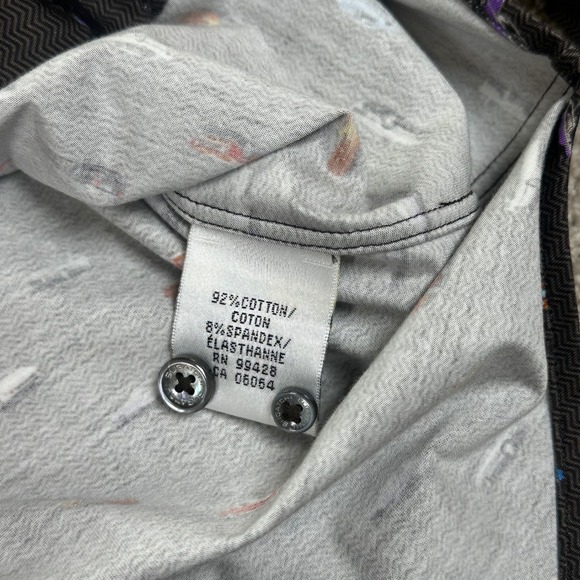 Bugatchi OoH Cotton Tech Men's Dress Shirt 8 Way Stretch Car Print Medium New - Picture 7 of 13